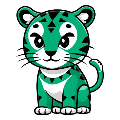 Geometric Maya style jaguar - important message, strictly white and deep dark green only, angular sharp lines sticker