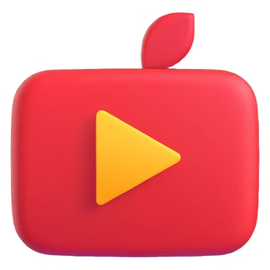 youtube logo emoji with 3D effect and shadow sticker
