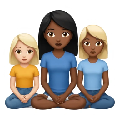 black woman with black hair and one blonde white girl friends sitting in a row sticker