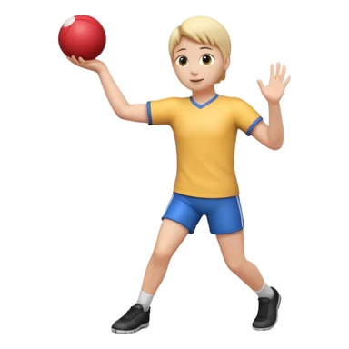3D emoji style person throwing Ball, arm extended, centered, Full body, soft shadow, white background. sticker