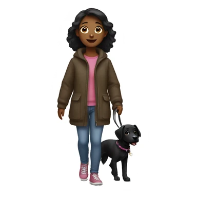 Girl with a black dog walk sticker