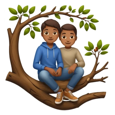 A Kid Sitting on a tree branch sticker