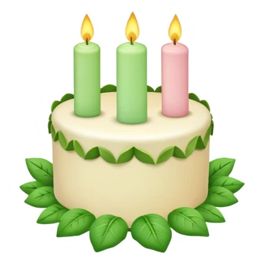 Pastel birthday cake with leafs and candles  sticker