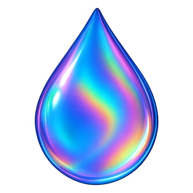 teardrop with a holographic shimmer, digital illustration, no background sticker