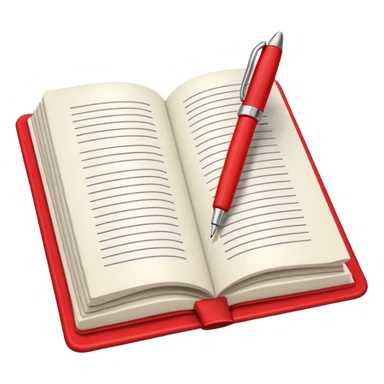 "A white open book,The pen should be positioned as placed exactly in the center between the pages.  if held by a right-handed person - meaning the direction is reversed compared to a left-handed grip. The pen should be uncapped, and the cap placed behind it." Styled with Red tape on pen sticker