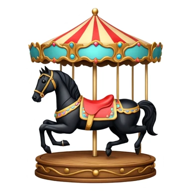 carousel, black horse sticker