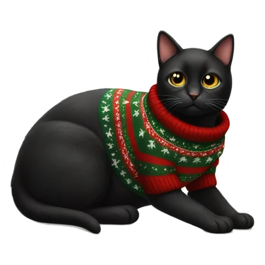 black cat with a christmas sweater sticker