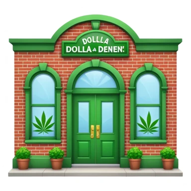 Dolla  Den Weed dispensary building  sticker