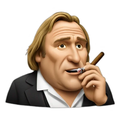 Gérard Depardieu smoking a cigar sticker