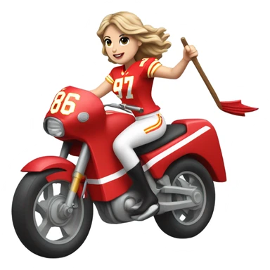 Taylor Swift riding an arrow wearing a number 87 Kansas City Chiefs jersey sticker