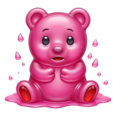 Crying blush Gummy bear melting into ground sticker