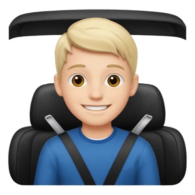 smiling boy in car interior sticker