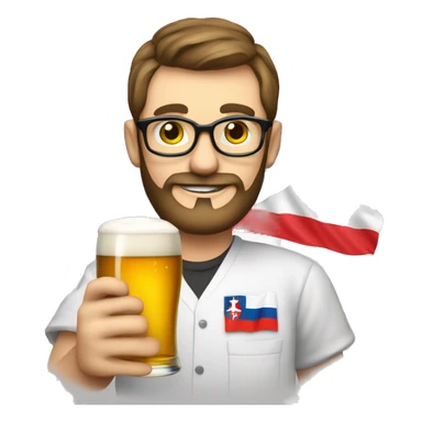 Czech nerd Programmer with beer, computer and czech flag sticker