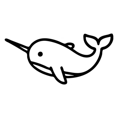 narwhal icon, geometric, minimal, bold lines, modern sticker