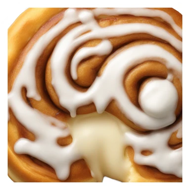 Cinnamon bun with white drizzle sticker