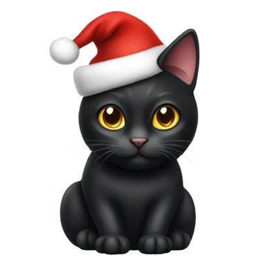 black cat with santa hat sticker