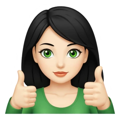 Sexy lady with black hair and green eyes thumbs up sticker