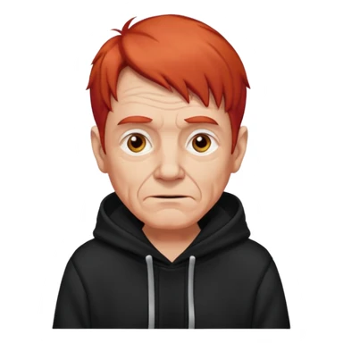old man with red hair and black hoodie sticker