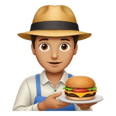 ordering a hamburguer on a restaurant sticker