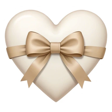 white heart with beige bow sticker