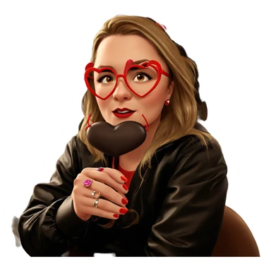 girl with heart-shaped accessories sticker