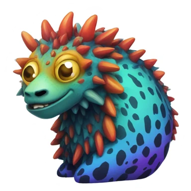 a colorful edgy vernid-fionbri-animal-creature with splash patterns full body sticker