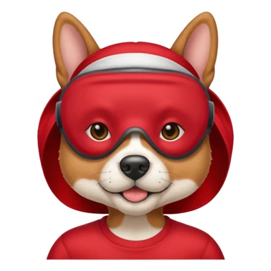 a dog with red sleep mask and wearing red shirt sticker