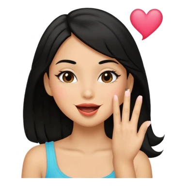 Girl with black hair blowing kiss sticker