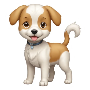 a full body white beagle x maltese x chi dog the size of a kelpie with light brown ears and a light brown patch on one eye sticker