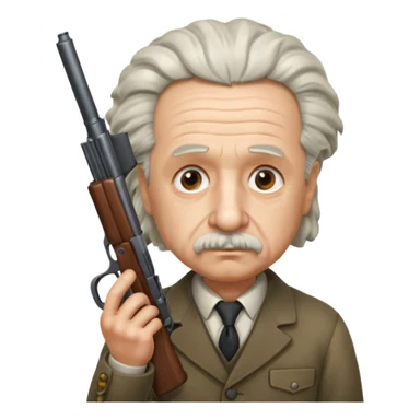 Albert Einstein holding a gun sticker