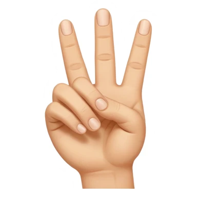 hand holding thumb and middle finger down making a N sticker