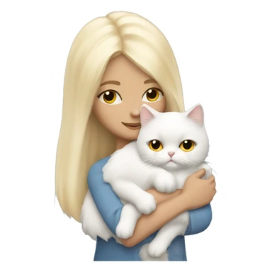 Blonde girl snuggling white Persian cat sticker
