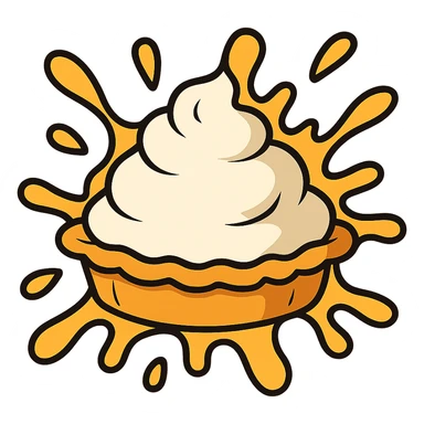 flat toon style cream pie splat, bold colors, simple shapes sticker