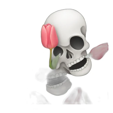 Black and white skull with tulips sticker