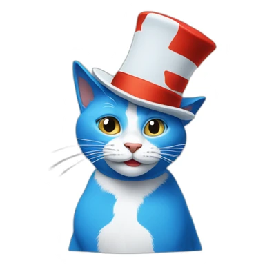 The Cat in the Hat wearing a blue and white cat sticker