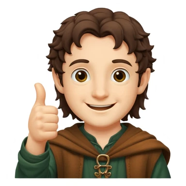 Frodo from lord of the ring doing a thumb up sticker