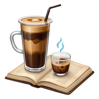 Iced coffee next to book sticker