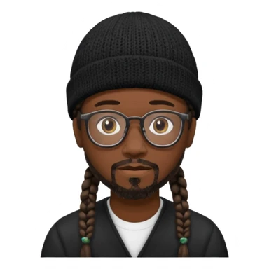 man with braids glasses beanie and goatee sticker