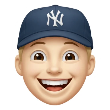 Laughing face wearing ny yankee cap sticker