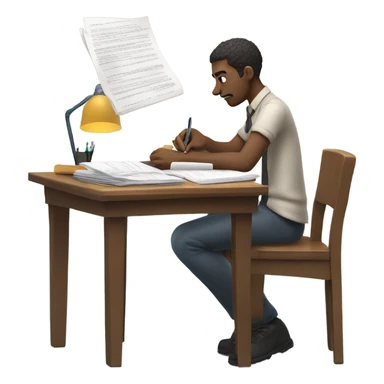 Sun man working hard on school work sticker