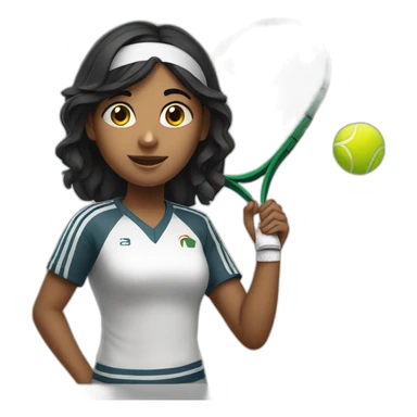 indian girl teenager playing tennis wearing a spartan uniform with wavy black hair sticker