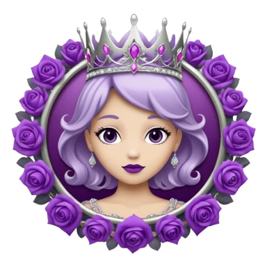 Purple shadow rose silver circle plaque with silver tiara sticker