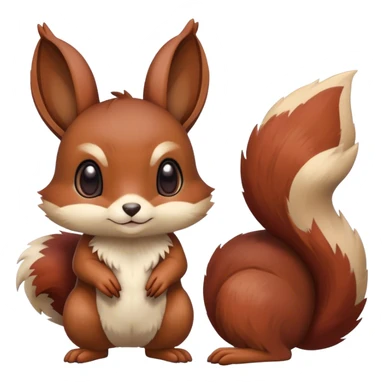 Cute cool animal hybrid Fakemon full body, dark-red-brown, beige, squirrel-eevee-bunny sticker