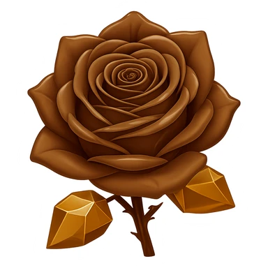 Make the rose made of ice brown in the style of emoji, keeping the emoji style look, with no background. sticker