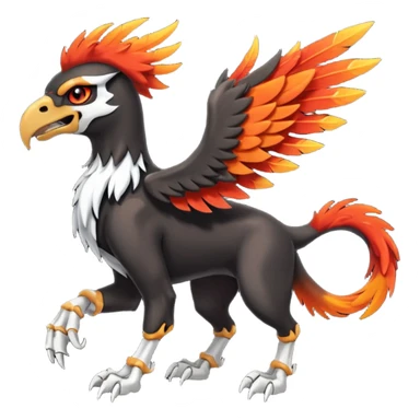 Volcanic Blazing Fiery Evil Skeletal Beaky Feathery Hot Cool Houndoom-Gryphon-fusion (full body) sticker