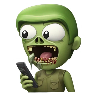 zombie che cammina guardando il telefono con la testa chinata sticker