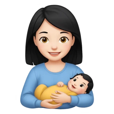 girl black hair baby sticker