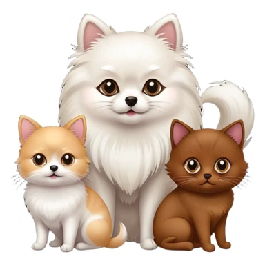 White pomeranian , black cat and Brown cat sticker