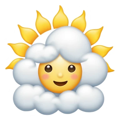 cloud with sun partially behind it, classic emoji style sticker