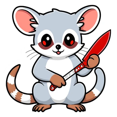 Mouse lemur with a bloody knife sticker